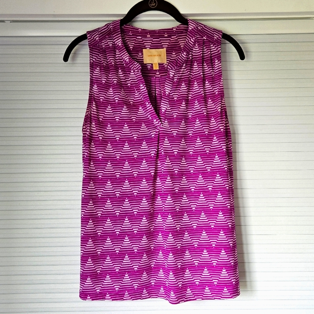 Skies Are Blue Fuchsia Patterned Tank Top